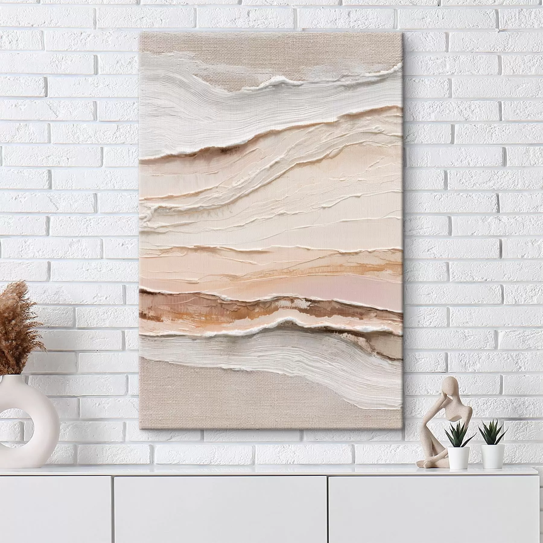 Obraz Warstwowa kompozycja w odcieniach piaskowym i kremowym s47966