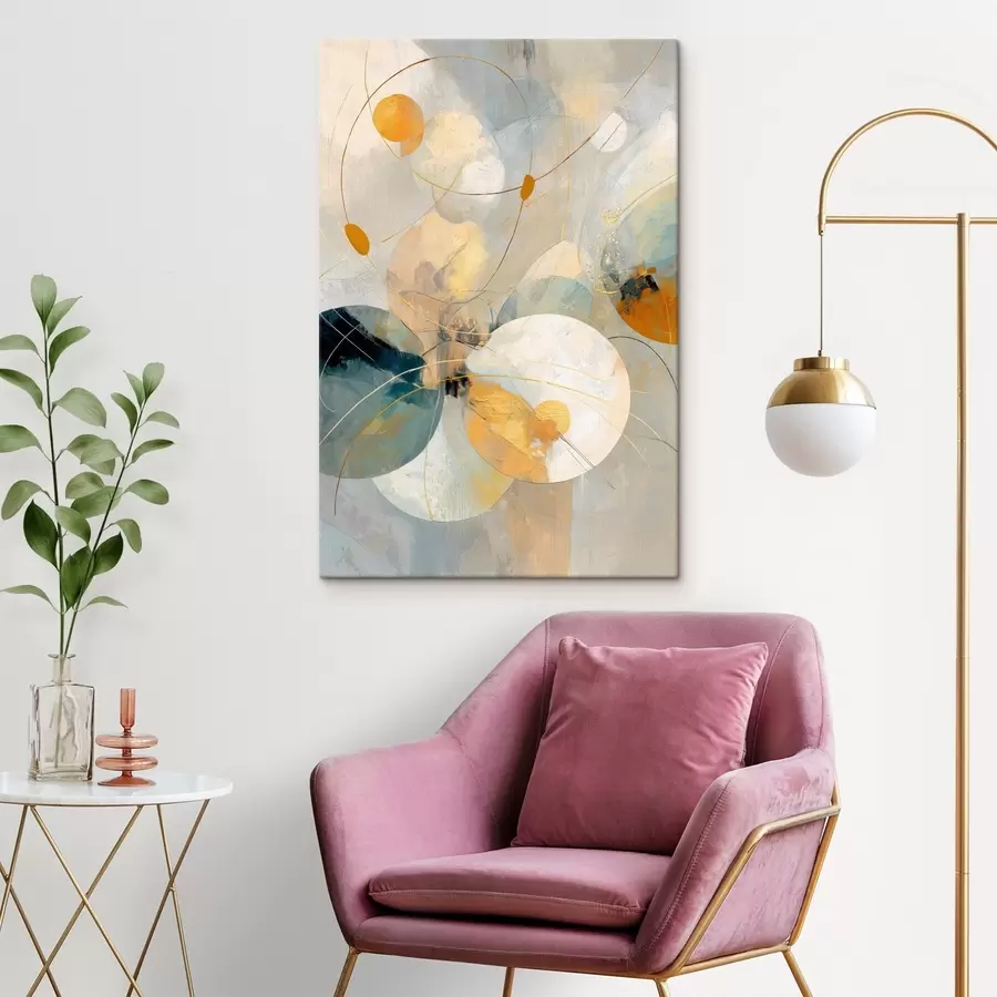 Obraz Kompozycja półprzezroczystych kulek i teksturowanych plam s47985