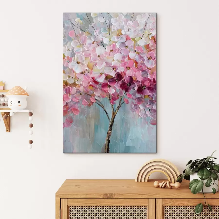 Obraz Delikatne różowe kwiaty na tle czystego nieba s47988