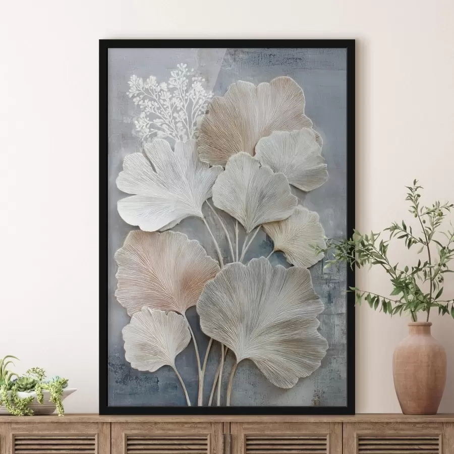 Fototapeta Abstrakcyjna kompozycja kwiatowa w beżowo-niebieskiej palecie barw f47963