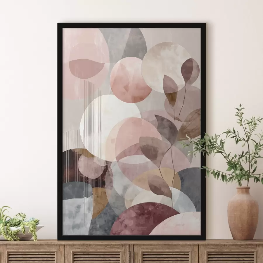 Fototapeta Geometryczne kształty i elementy botaniczne w nowoczesnym, minimalistycznym stylu f47975