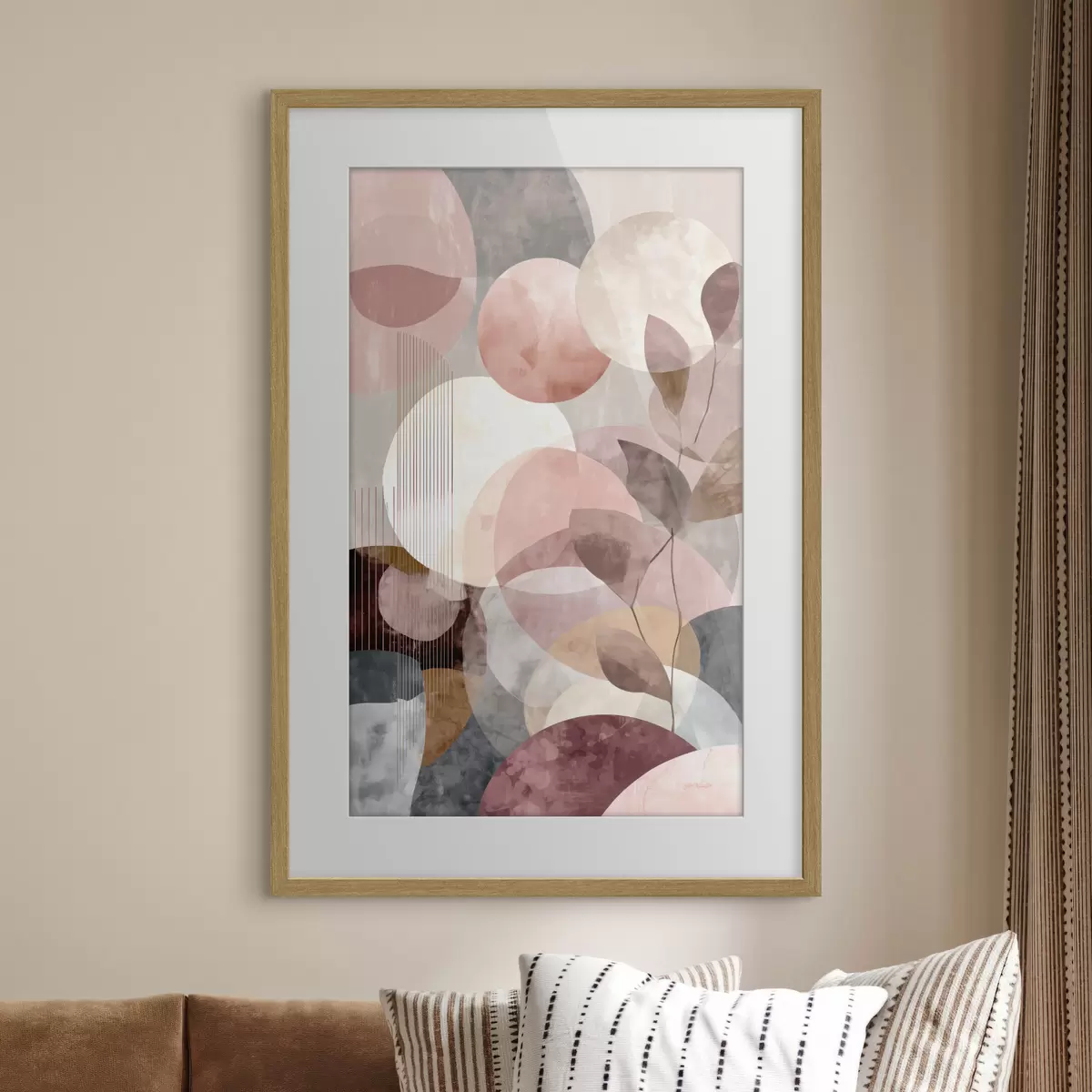 Plakat Geometryczne kształty i elementy botaniczne w nowoczesnym, minimalistycznym stylu f47975