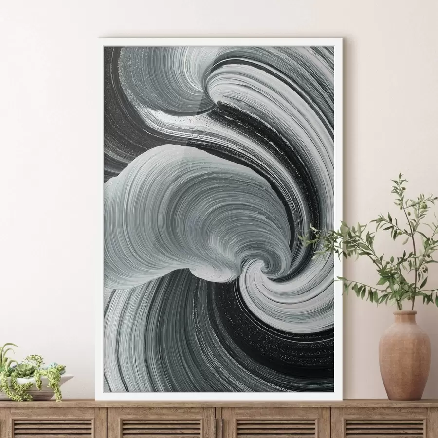 Fototapeta Energia ruchu: czarno-biała abstrakcja w stylu malarstwa olejnego f47990