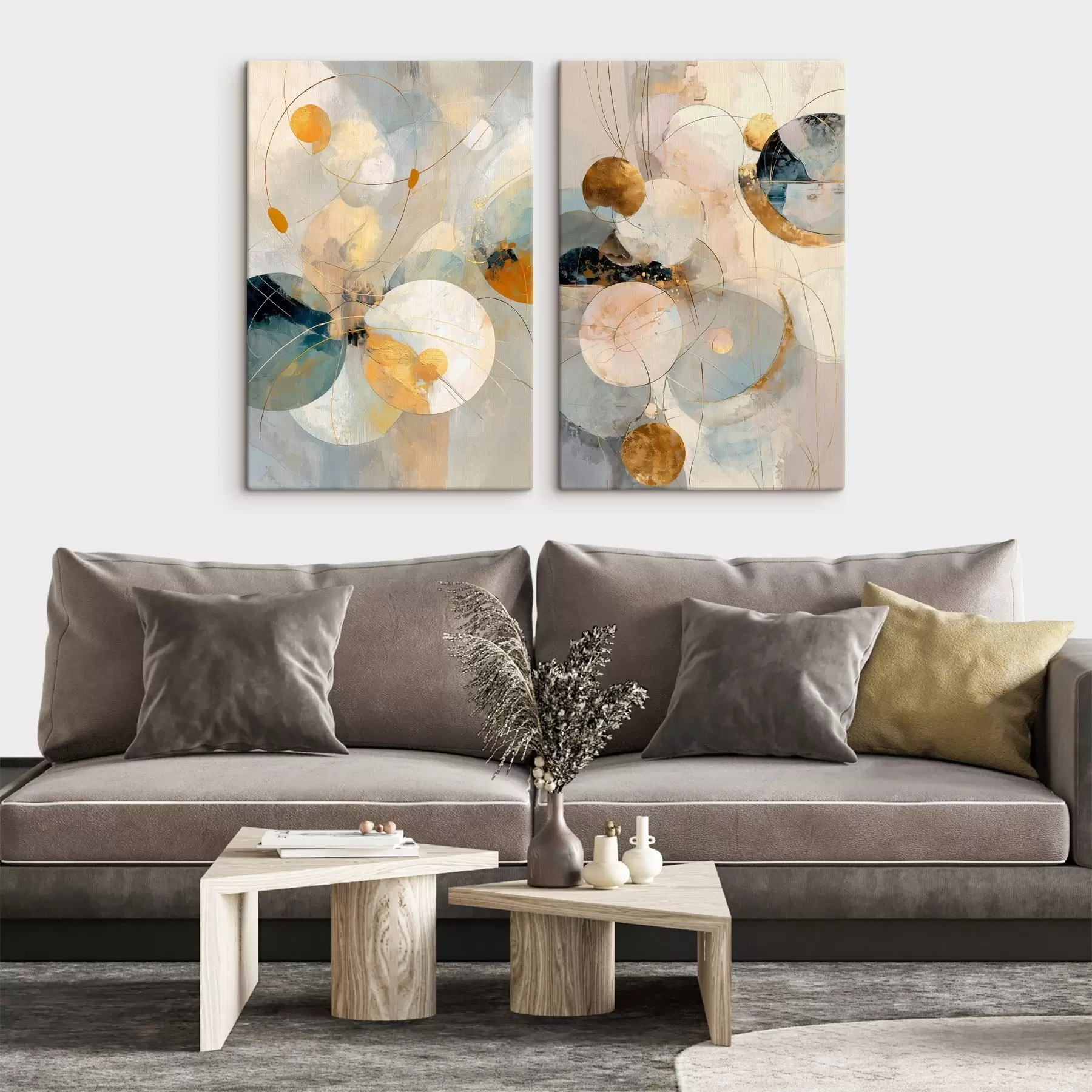 Obraz Sztuka dekoracyjna w odcieniach niebieskiego i kremowego z delikatnym efektem świetlnym m30039