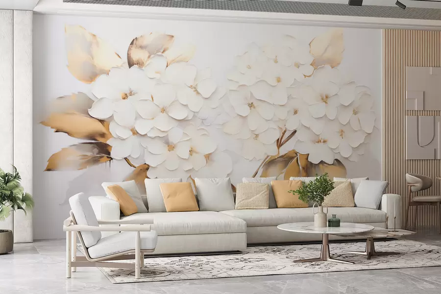 Fototapeta Luksusowe hortensje o żółtych liściach w09711