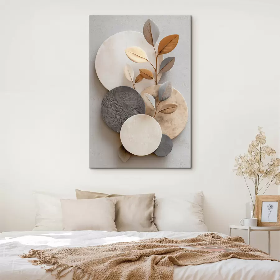 Obraz Kręgi i gałęzie liści s48223