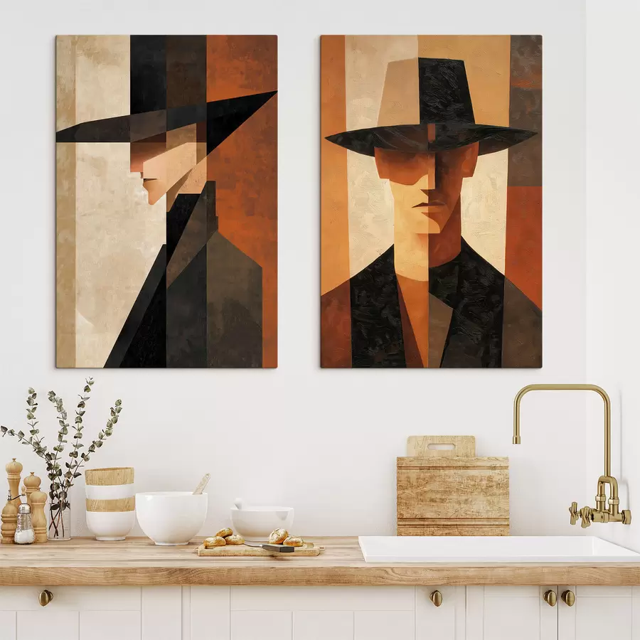 Obraz Geometryczny portret mężczyzny w kapeluszu m30157