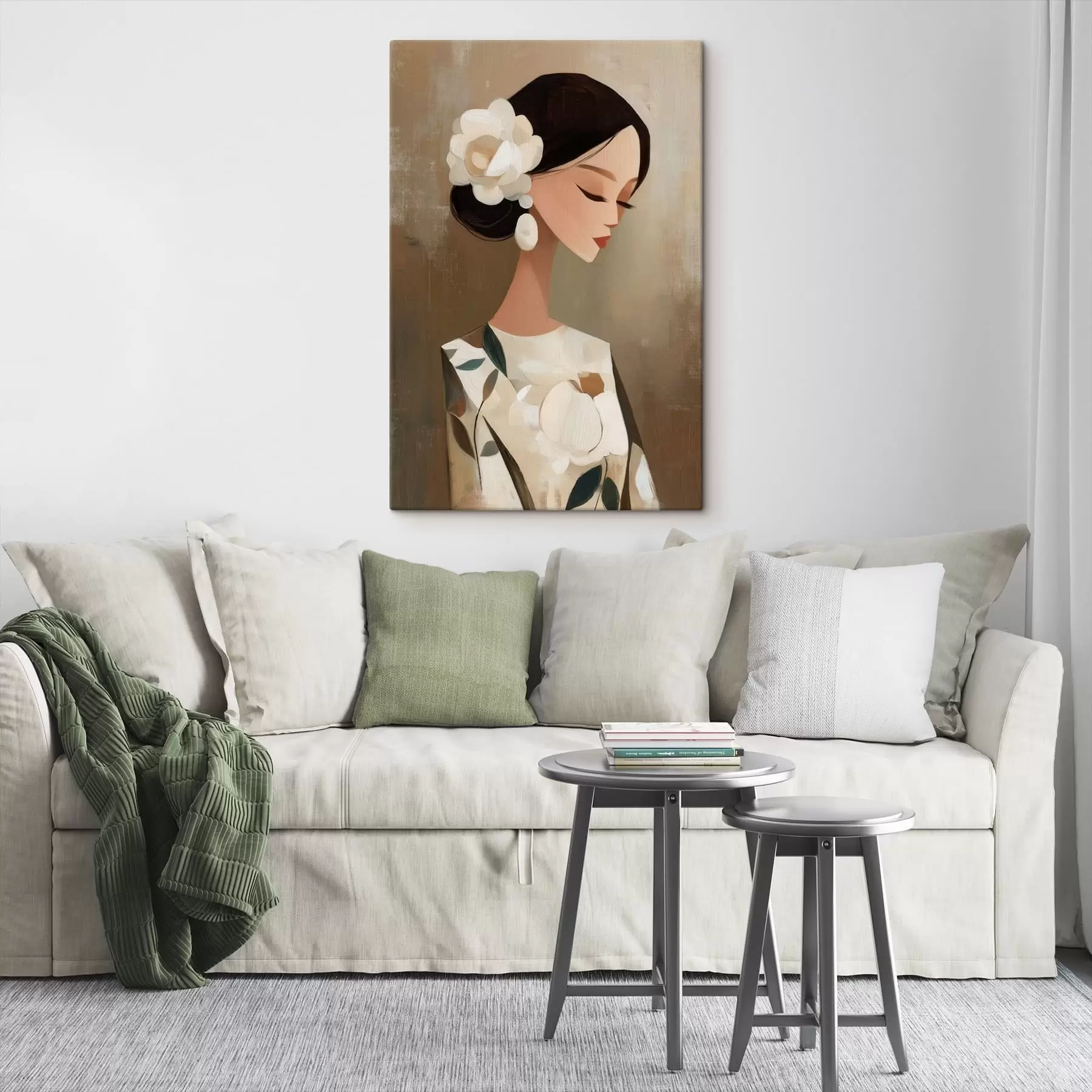 Obraz Dziewczyna z kwiatami we włosach s48232