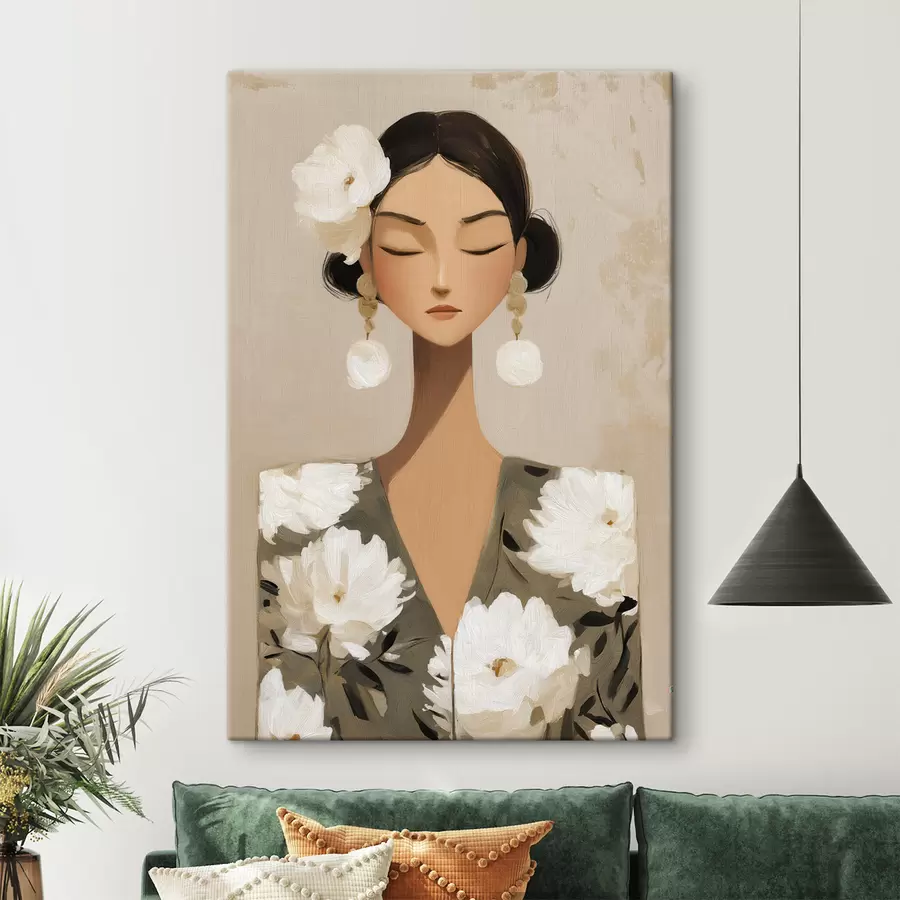 Obraz Dziewczyna z kwiatami we włosach s48233