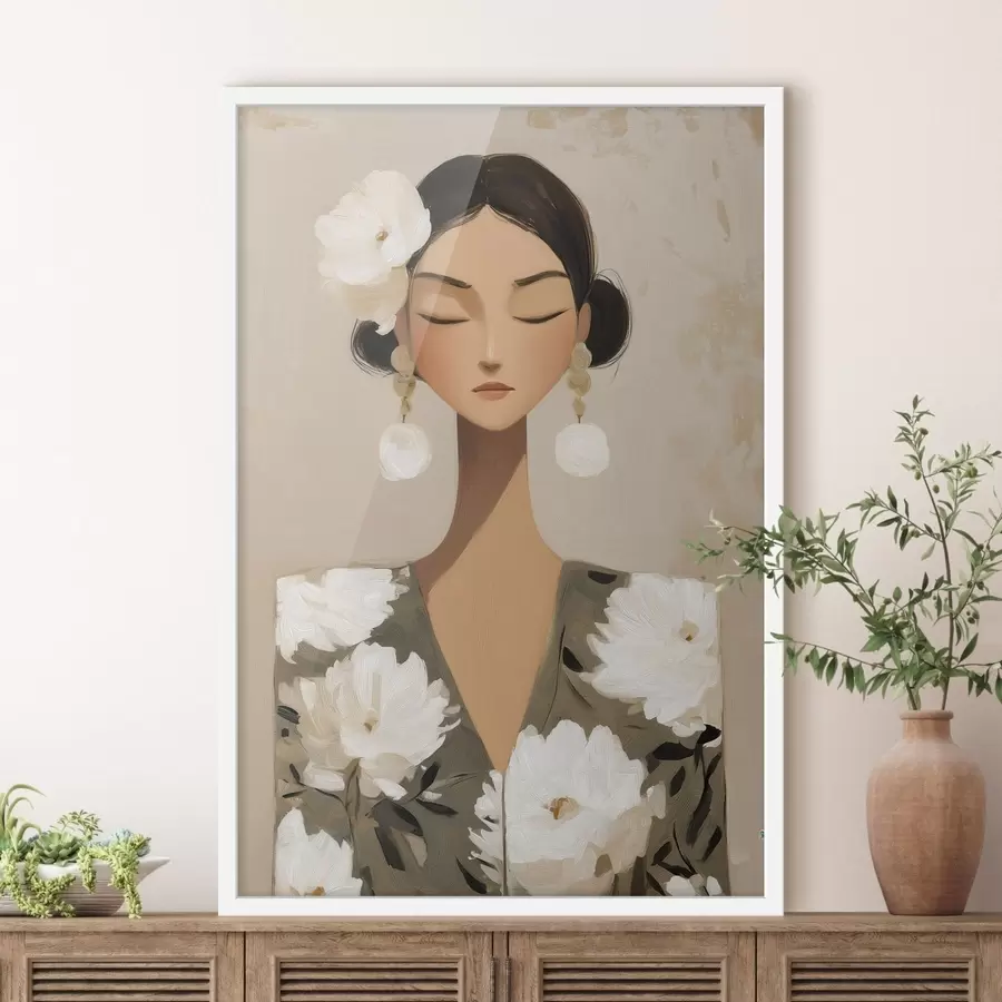 Fototapeta Dziewczyna z kwiatami we włosach f48233