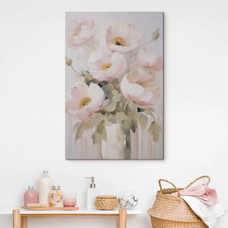 Obraz Abstrakcyjne kwiaty w wazonie imitującym obraz s48264