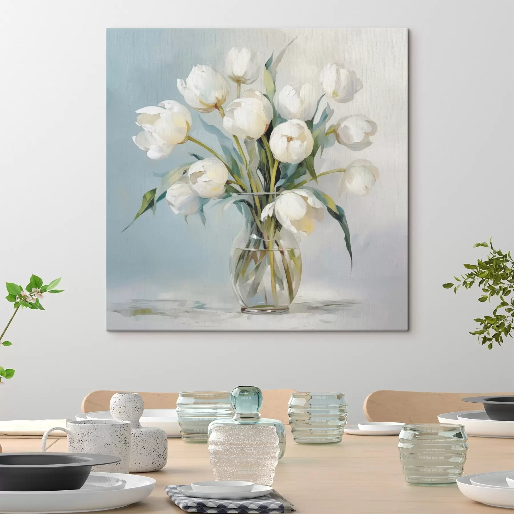 Obraz Obraz imitujący tulipany w wazonie s48266