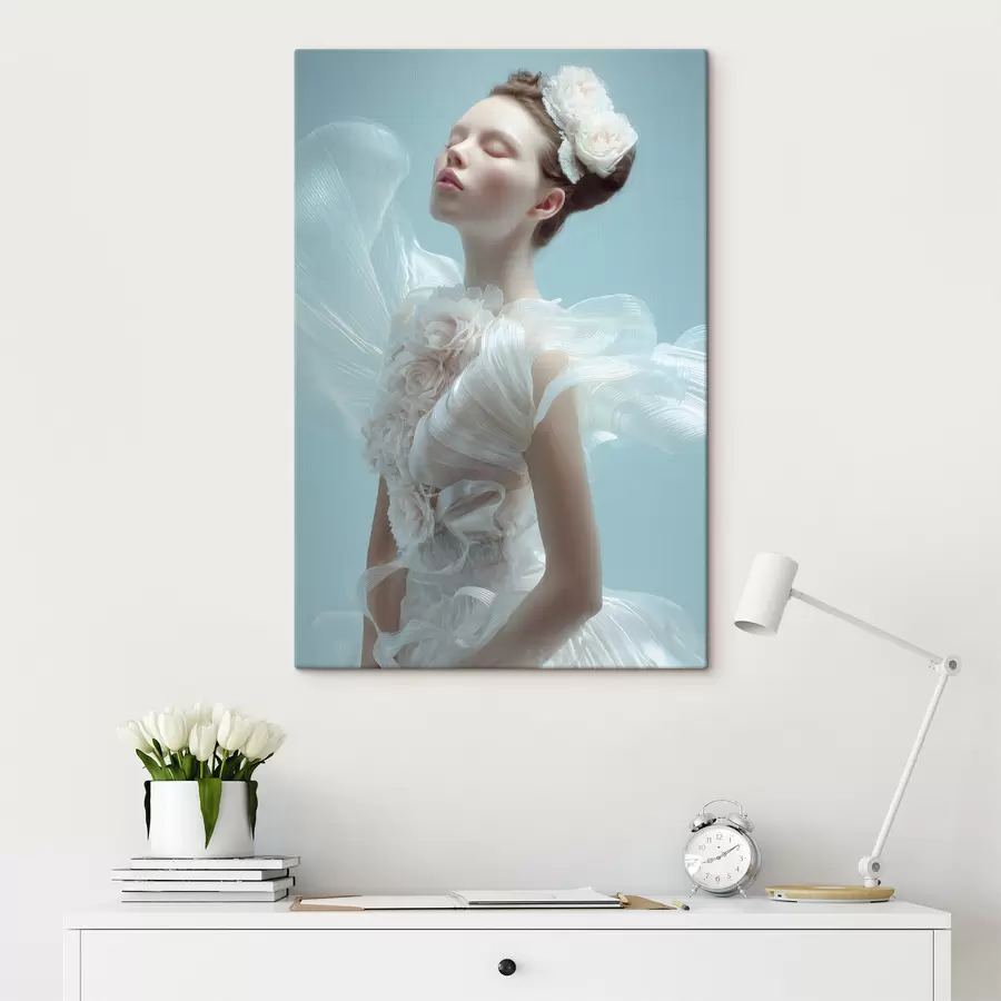 Obraz delikatna dziewczyna w białej sukience s48287