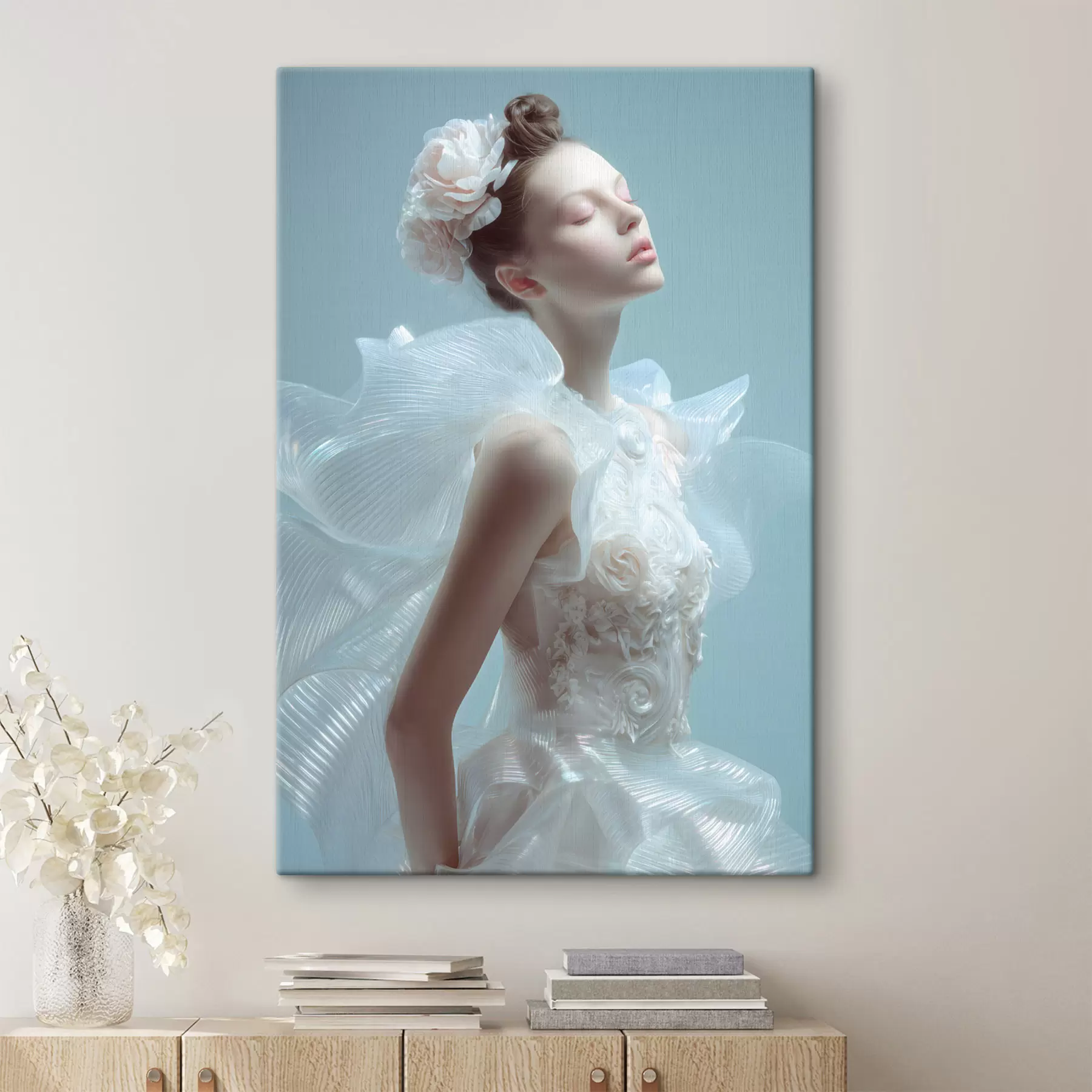Obraz delikatna dziewczyna w białej sukience s48288