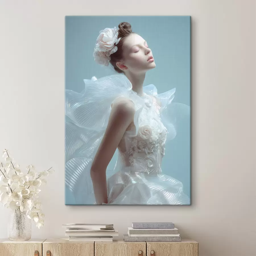 Obraz delikatna dziewczyna w białej sukience s48288