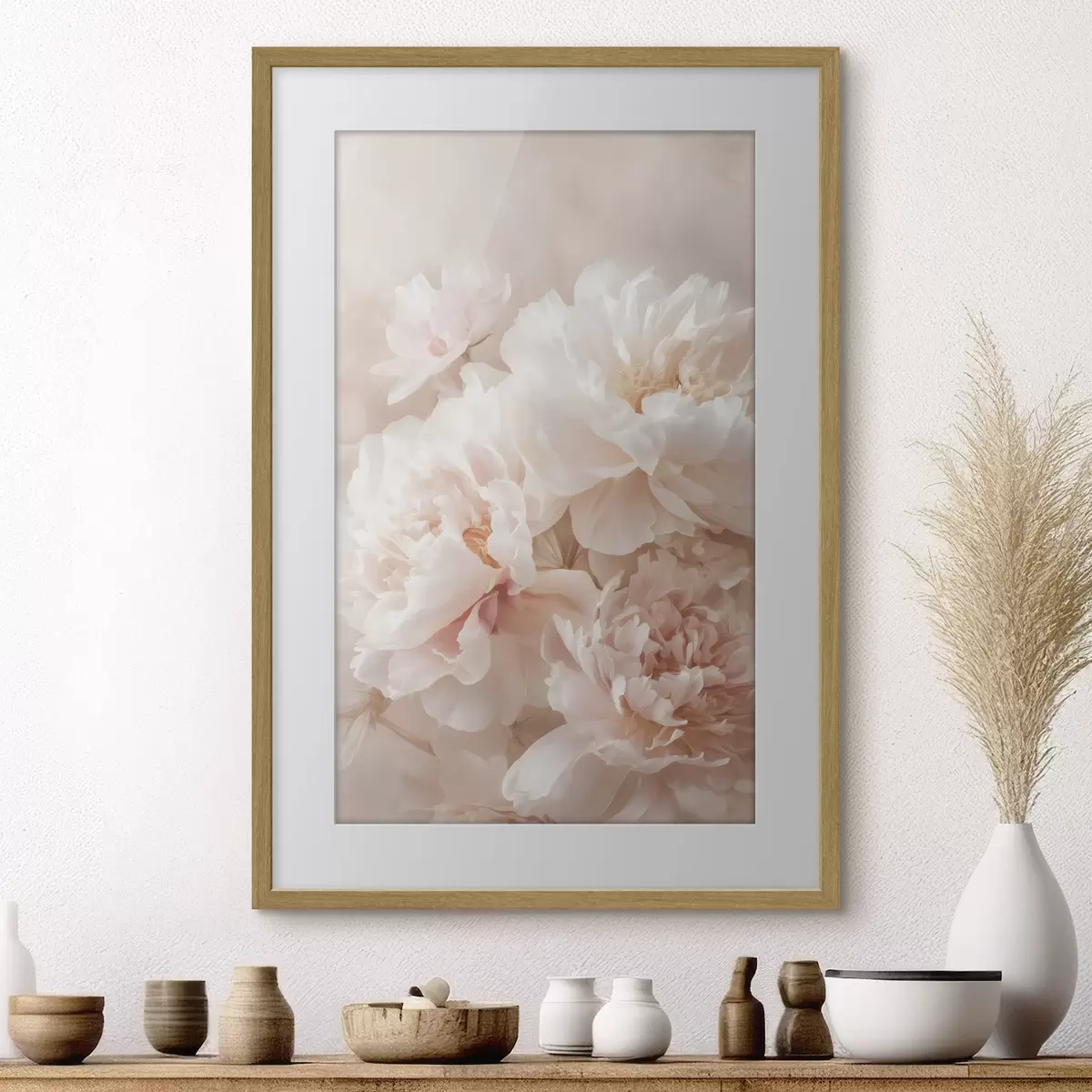 Plakat bujne różowe piwonie f47953