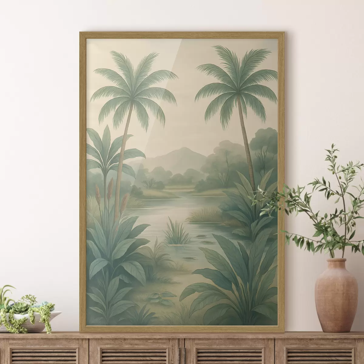 Plakat tropikalny krajobraz w stylu retro f48296
