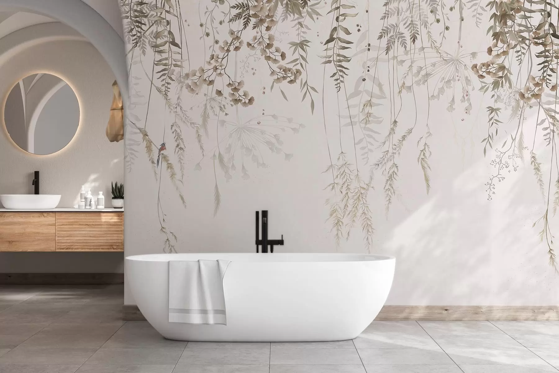 Fototapeta Wiszące dzikie rośliny na jasnym tle w05320