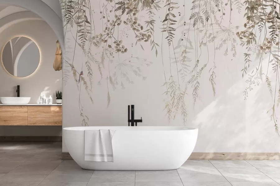 Fototapeta Wiszące dzikie rośliny na jasnym tle w05320