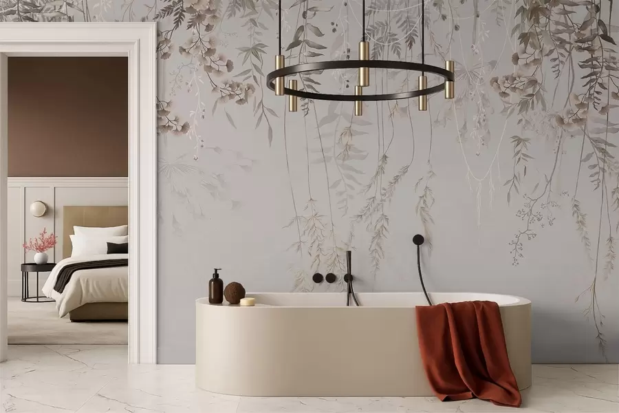 Fototapeta Delikatne wiszące trawy na jasnym tle w05320v2