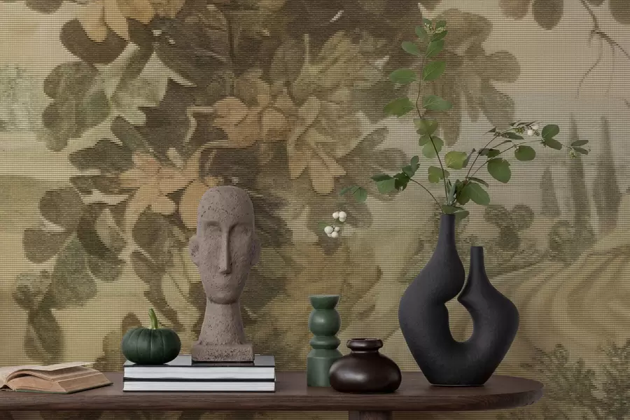 Fototapeta Krajobraz pasterski w stylu haftowanym w05359