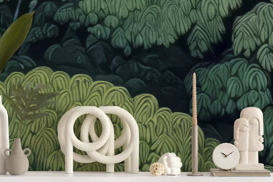 Fototapeta Mozaikowe zielone korony drzew w05362