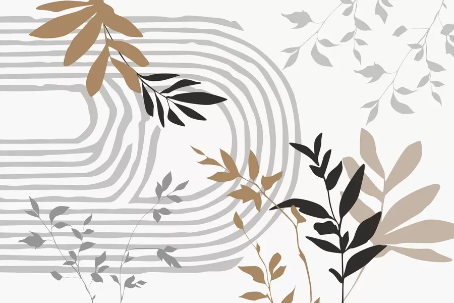 Fototapeta Abstrakcyjne sylwetki roślin i linie w05374