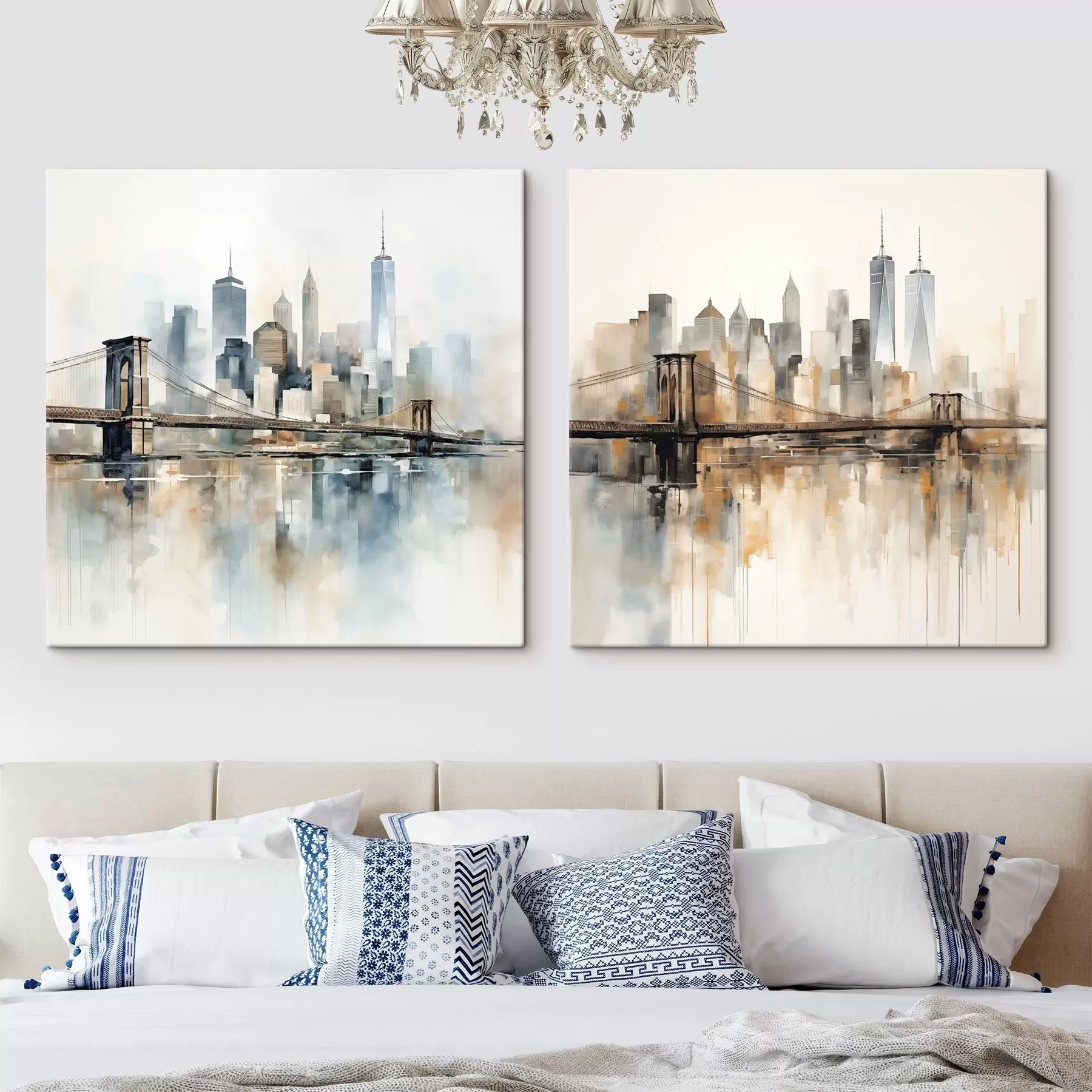 Obraz Abstrakcyjna panorama miasta, styl akwarelowy m30207