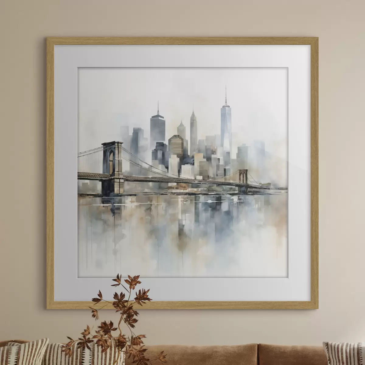 Plakat Abstrakcyjna panorama miasta, styl akwarelowy f48405