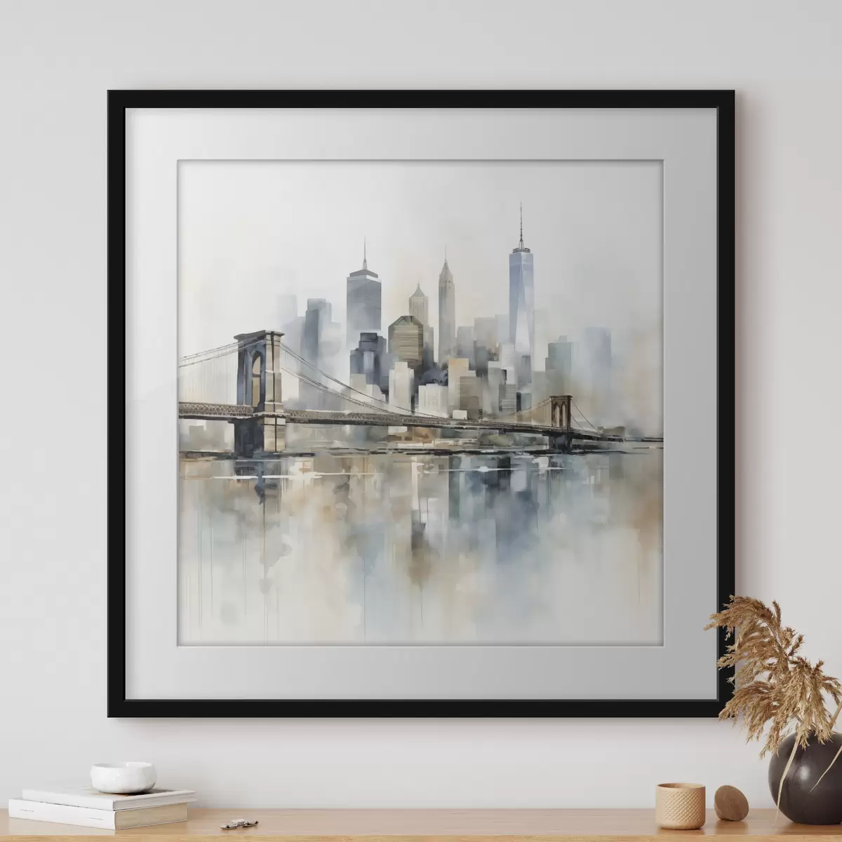 Plakat Abstrakcyjna panorama miasta, styl akwarelowy f48405