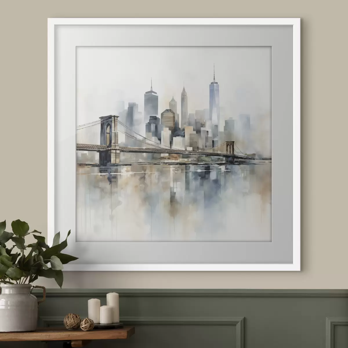 Plakat Abstrakcyjna panorama miasta, styl akwarelowy f48405