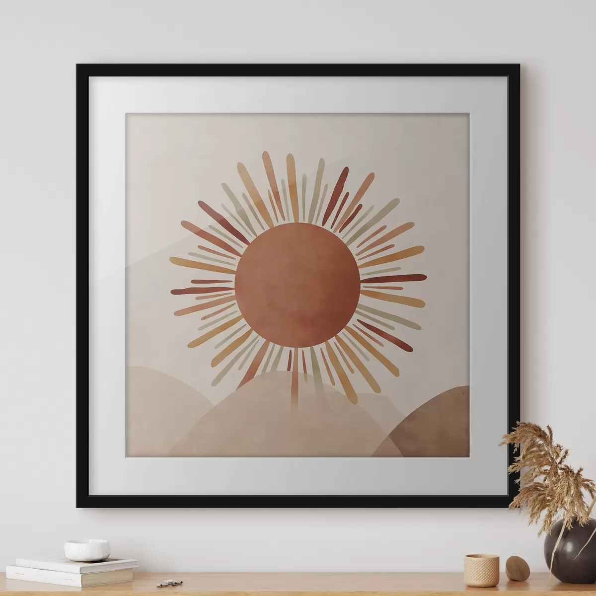 Plakat Ilustracja przedstawiająca słońce z promieniami f48455