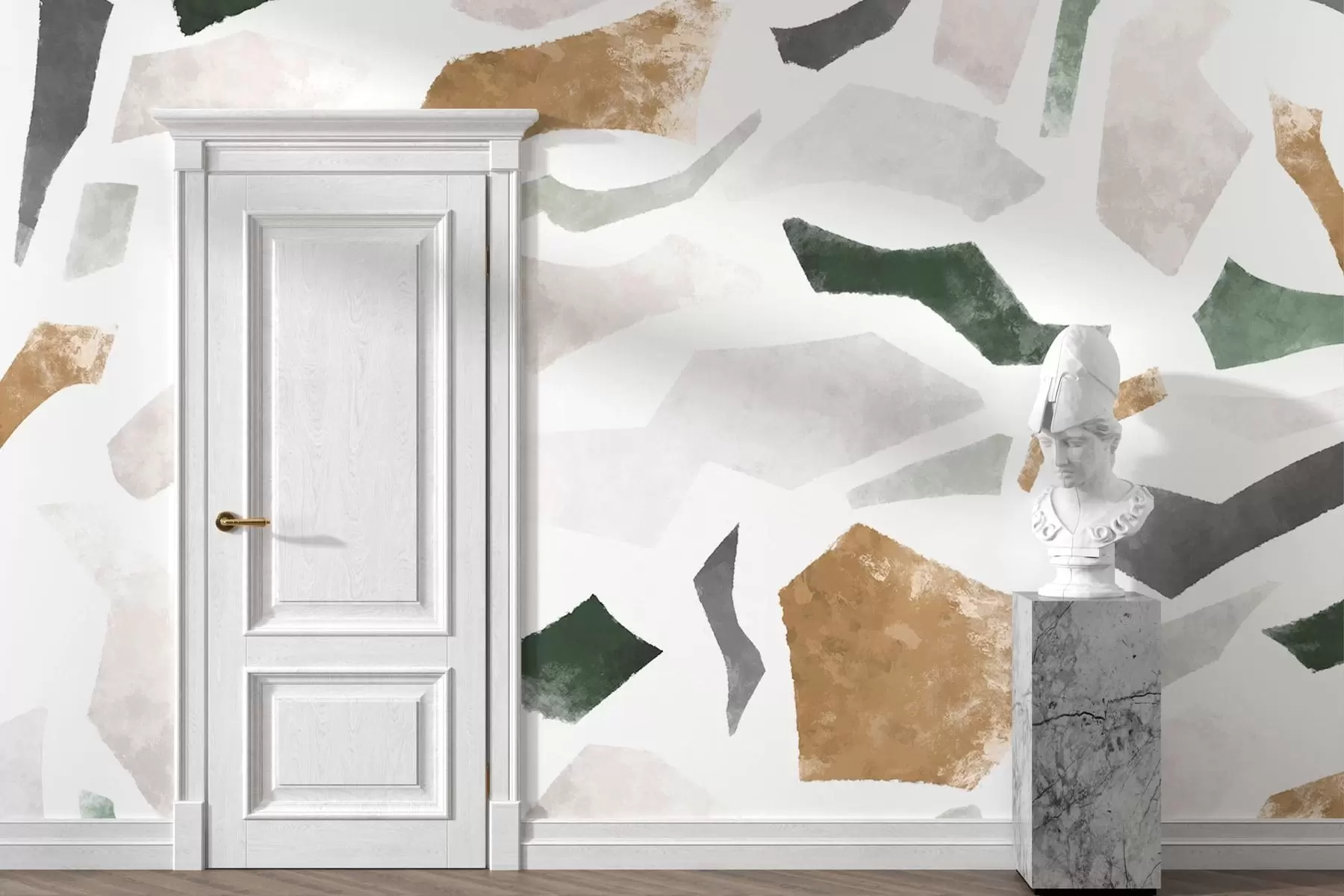 Fototapeta Fragmenty o abstrakcyjnej fakturze w odcieniach zieleni i beżu w05146