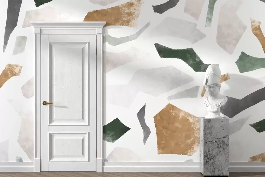 Fototapeta Fragmenty o abstrakcyjnej fakturze w odcieniach zieleni i beżu w05146