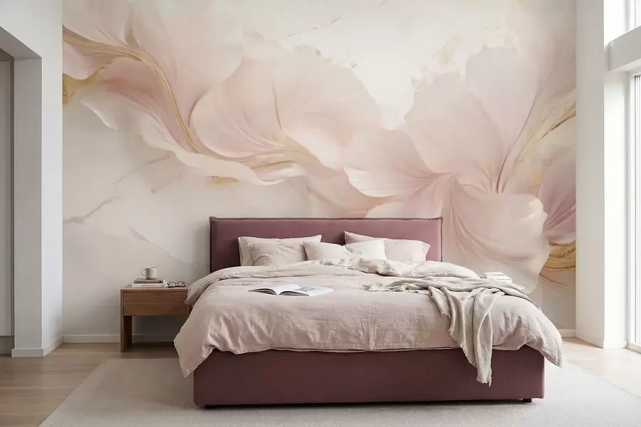 Fototapeta Delikatne różowe kwiaty na jasnym tle w05357