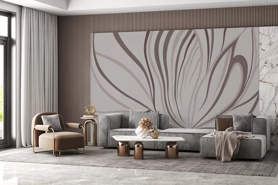 Fototapeta Stylizowany kwiat o delikatnych liniach w odcieniach różowego beżu w05392v1