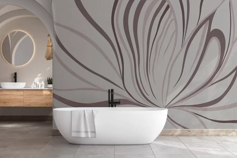 Fototapeta Stylizowany kwiat o delikatnych liniach w odcieniach różowego beżu w05392v1