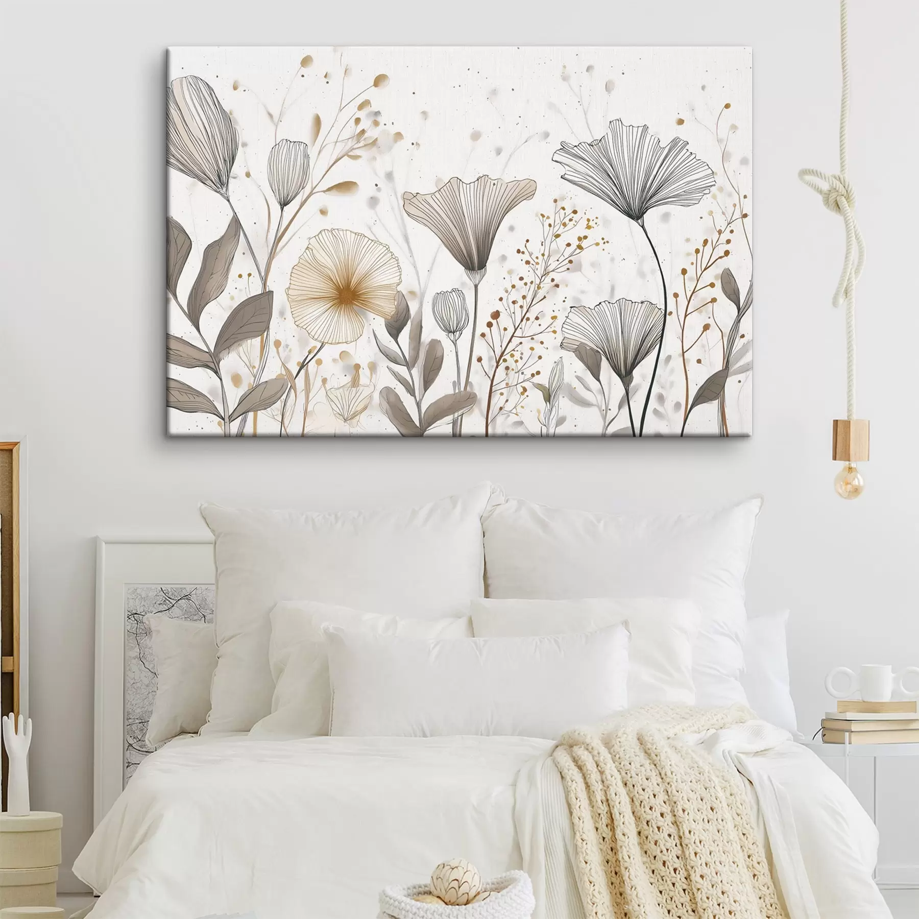 Obraz Graficzne motywy kwiatów i traw, minimalizm s48484