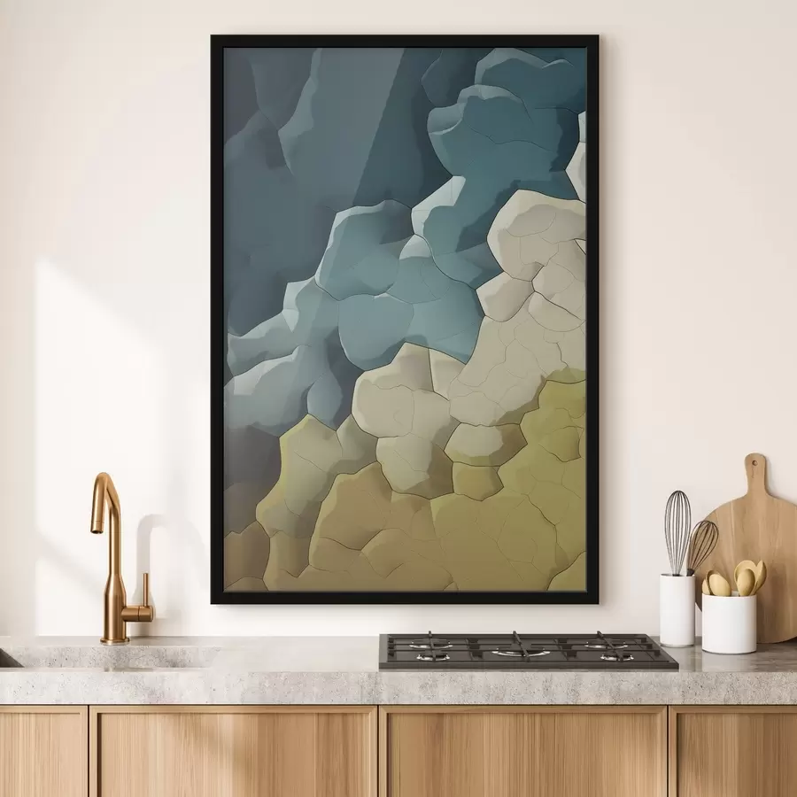 Fototapeta Abstrakcja w odcieniach beżu i turkusu, sztuka geometryczna f48477