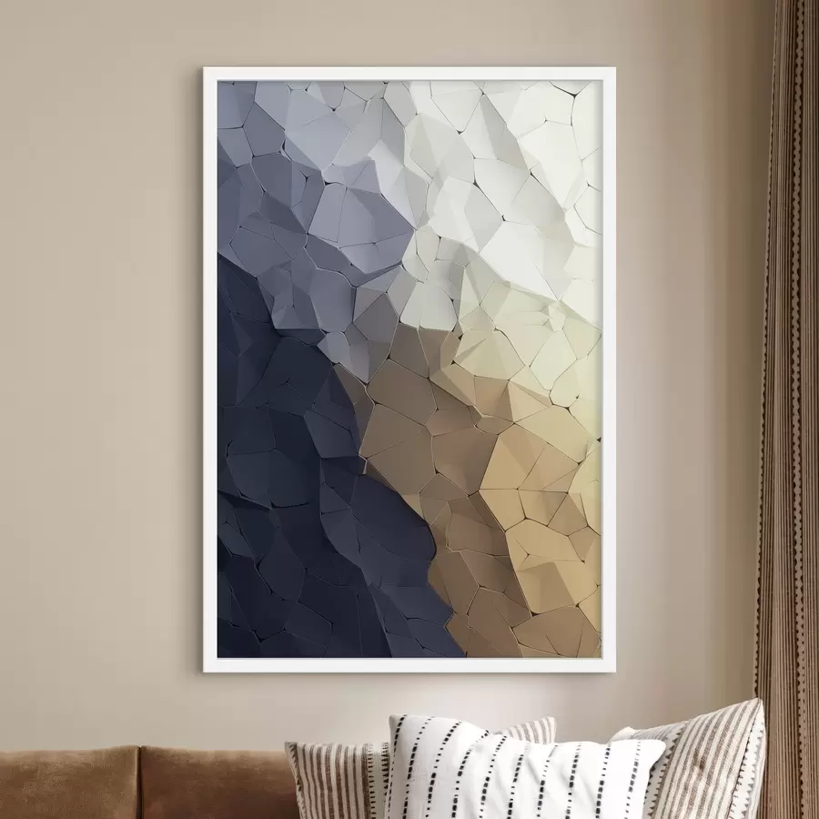 Fototapeta Geometryczna abstrakcja w odcieniach beżu i grafitu, nowoczesna sztuka z wyrazistą fakturą f48478