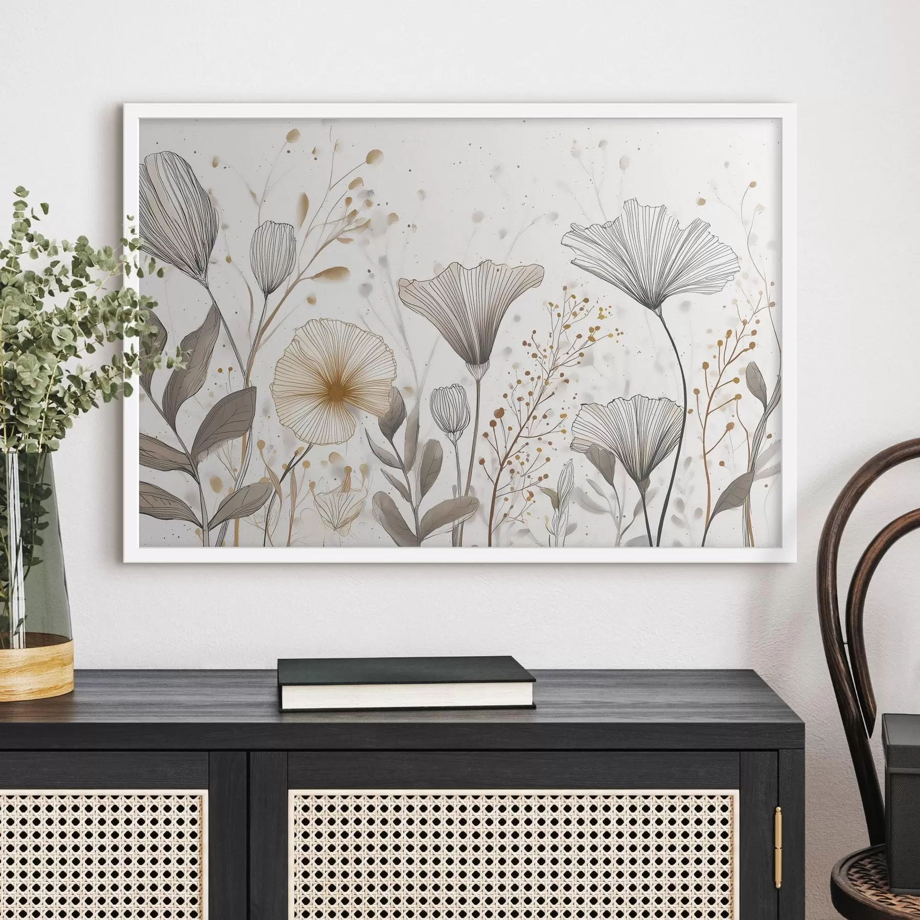 Fototapeta Graficzne motywy kwiatów i traw, minimalizm f48484