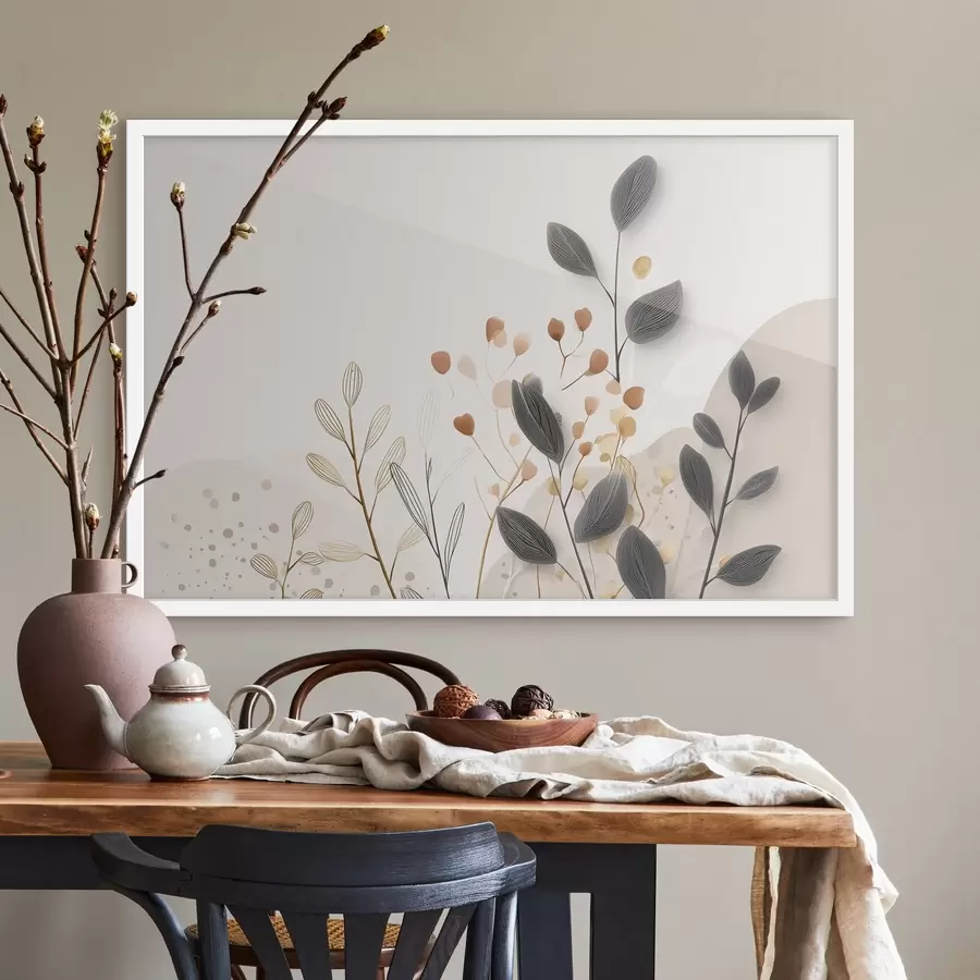 Fototapeta Botanika, minimalizm, beżowe liście f48485