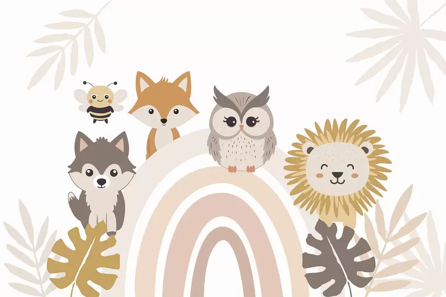 Fototapeta Urocze zwierzęta przy tęczy w05399