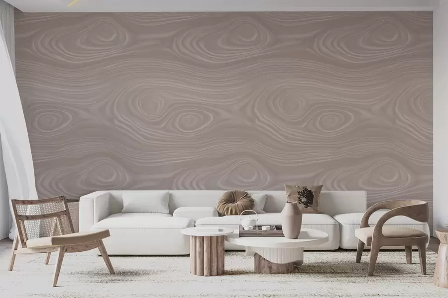 Fototapeta Abstrakcyjny wzór w beżowych odcieniach z płynnymi liniami i imitacją naturalnej faktury drewna w09681