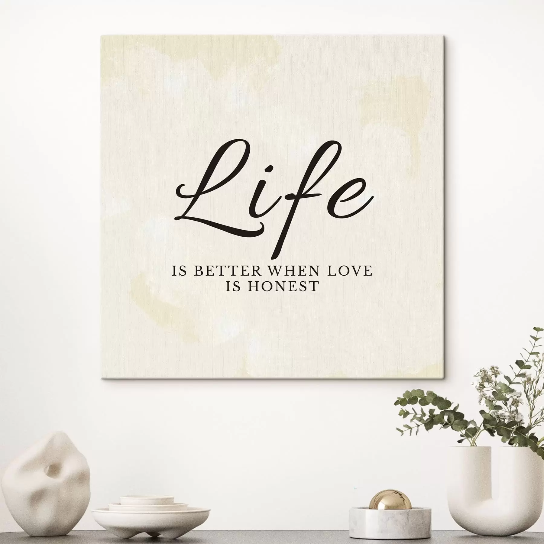 Obraz Tekst „Life” na jasnym, teksturowanym tle s48029