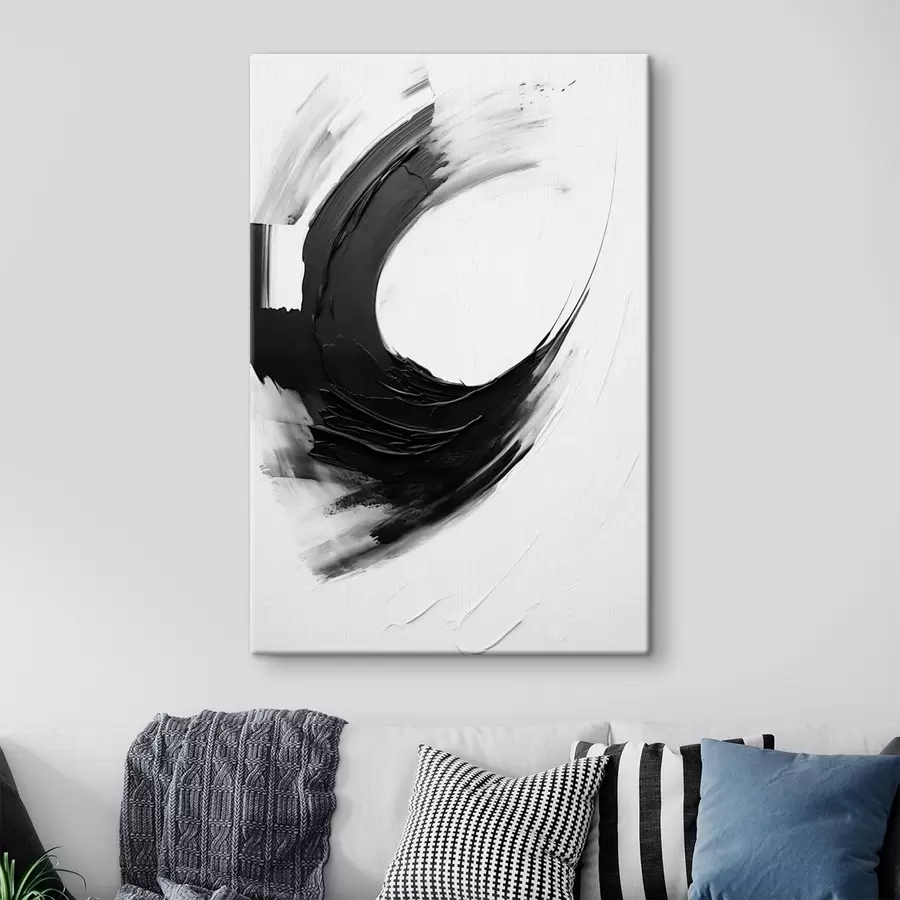 Obraz Abstrakcyjny czarny pociągnięcie pędzla na jasnym tle s48340