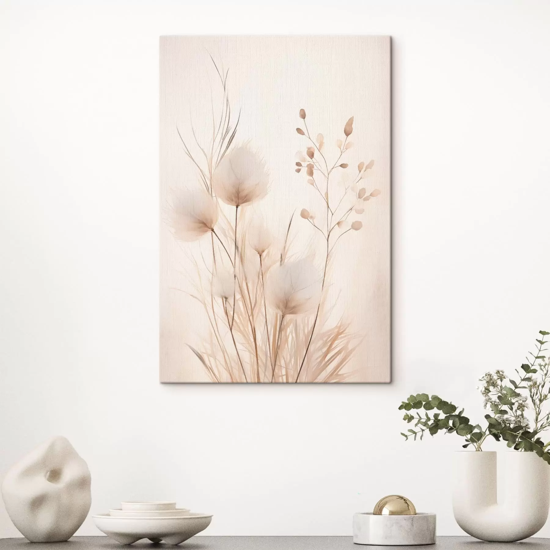 Obraz Delikatne rośliny polne w beżowych odcieniach s48346