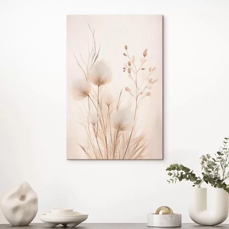 Obraz Delikatne rośliny polne w beżowych odcieniach s48346