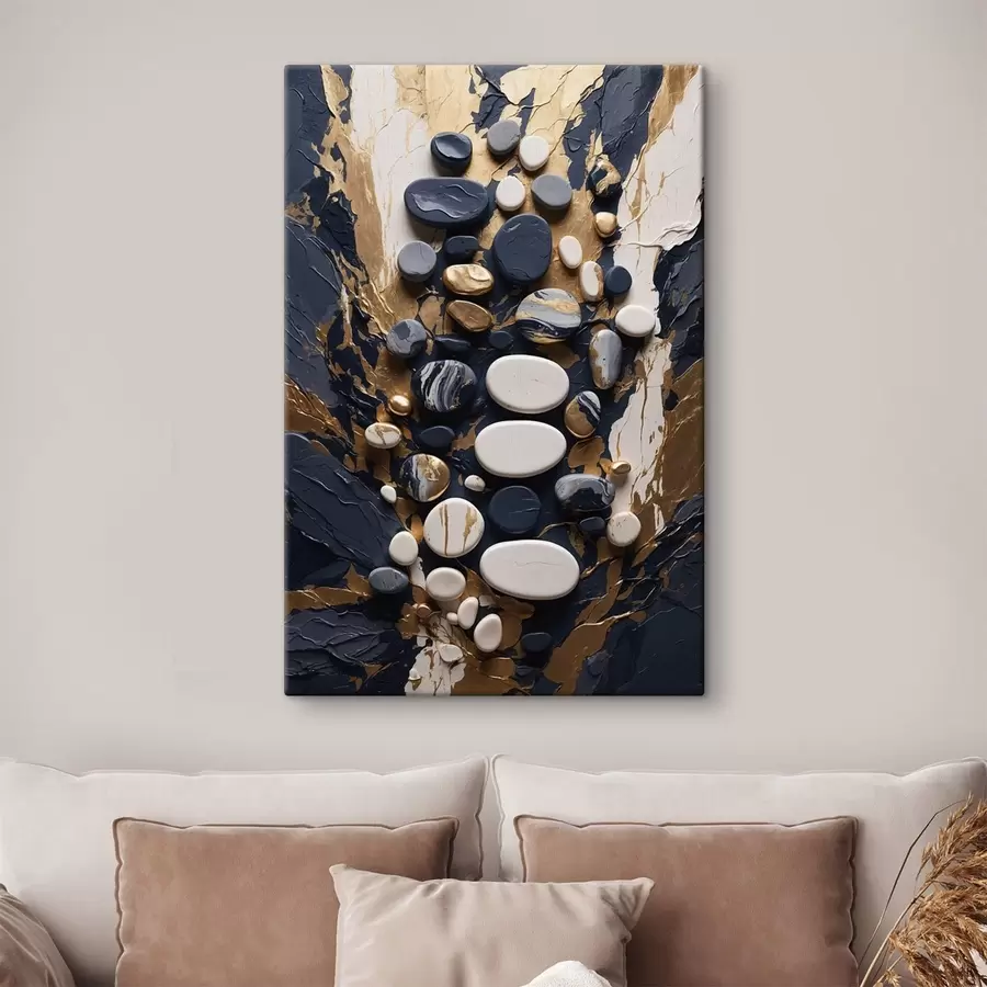 Obraz Kompozycja z abstrakcyjnych kamieni w ciemnoniebieskiej tonacji s48357