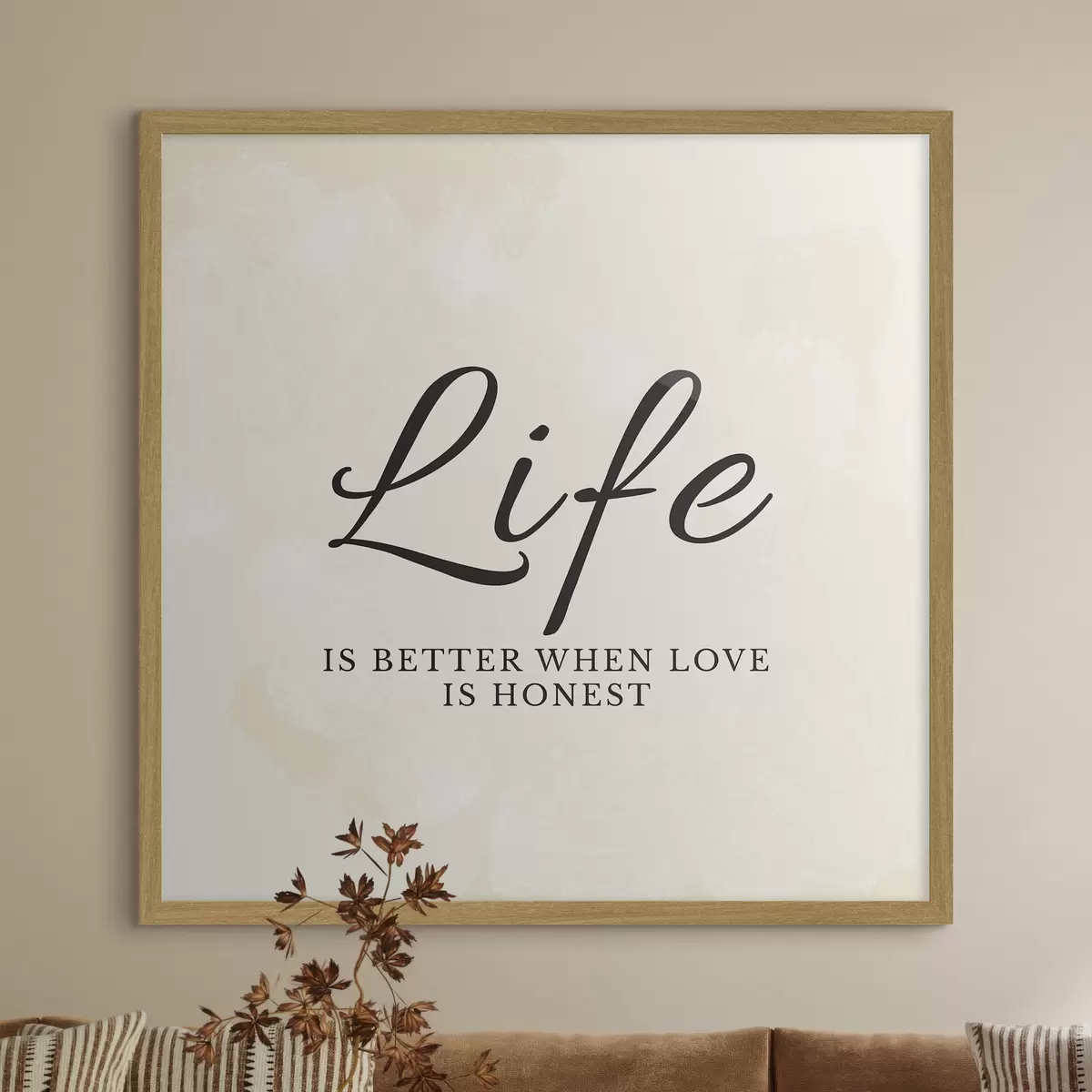 Plakat Tekst „Life” na jasnym, teksturowanym tle f48029